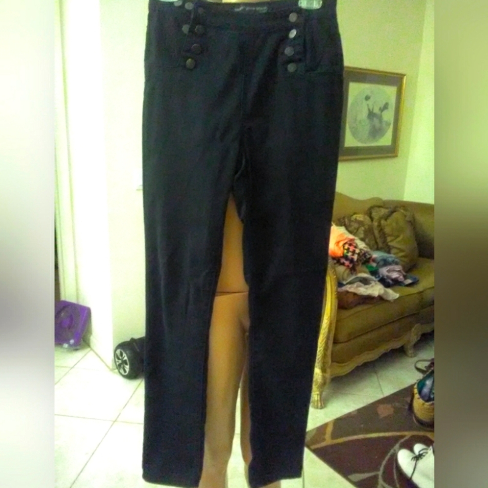 UNIQUE Stylish Black DBL.Button-Front Pants TWENTYONE BLACK SZ.3/4 R  BY RUE 21